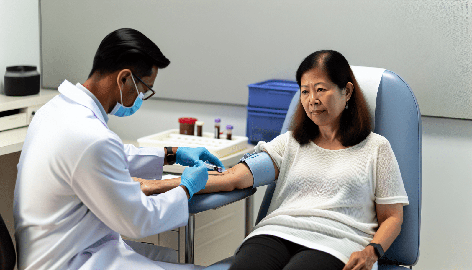 Persona recibiendo análisis de sangre para perfil lipídico