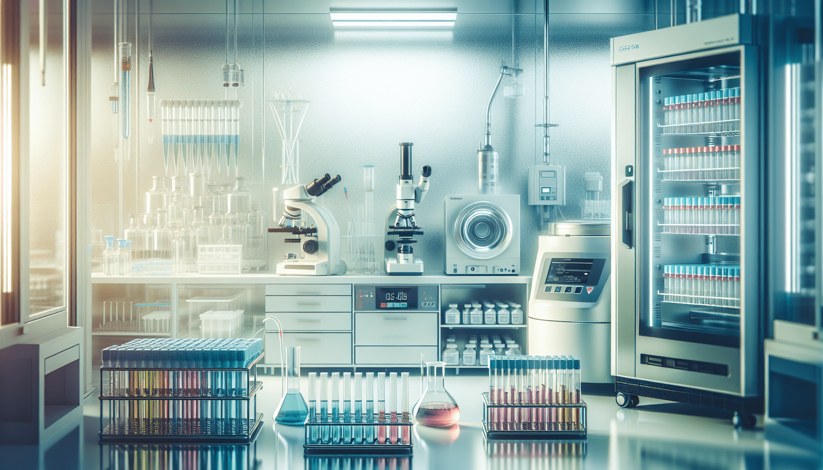 Ilustración de un laboratorio con equipo para pruebas serológicas